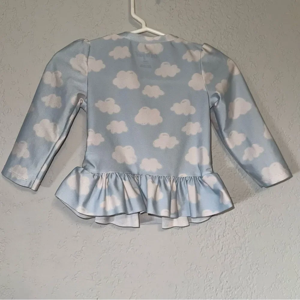 Kid's Cat & Jack Blue Cloud Long Sleeve Rashguard Swim Top
